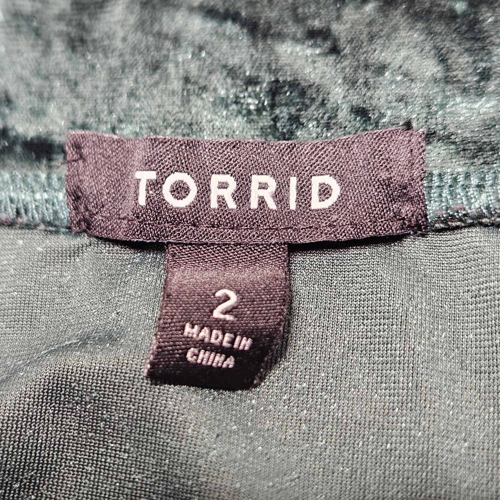 Torrid Velvet Skater Skirt Womens 2 Dark Green Crushed Mini Pleated 15881706 - Picture 6 of 8
